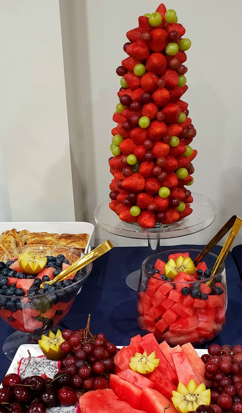 Dessert grazing table styled with florals